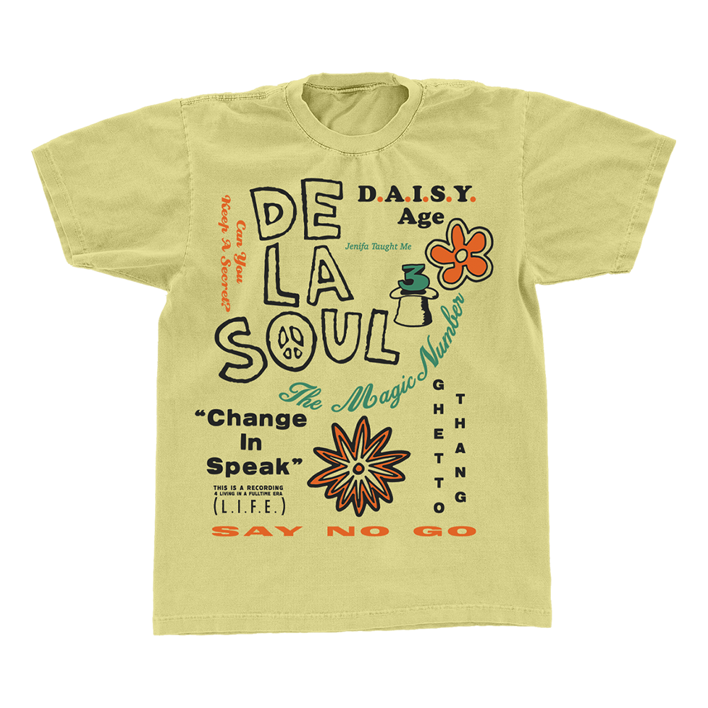 3 Feet High and Rising Yellow Tracklist T-Shirt Front
